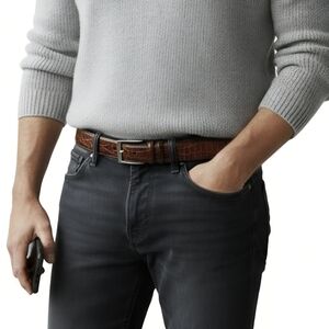 Mens Brown Genuine Leather Belt sz 44 NEW WITH TAG